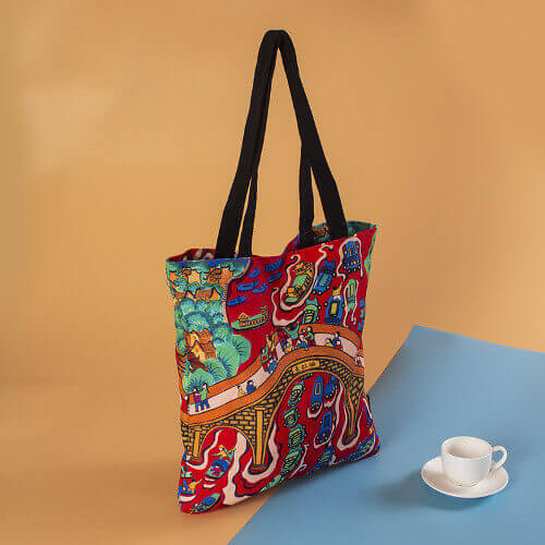 canvas leather tote